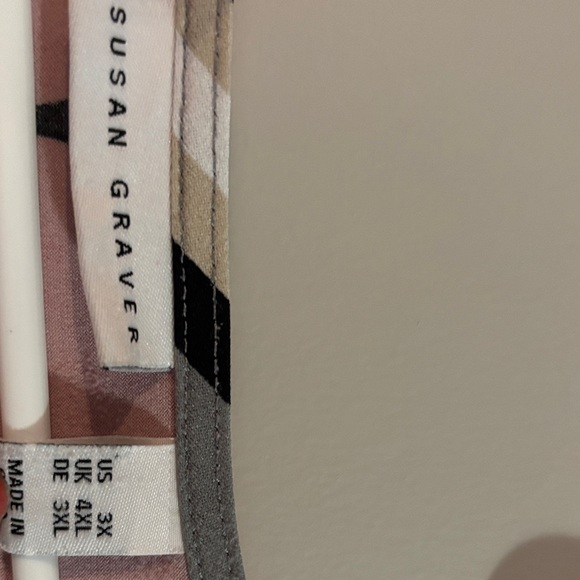 Susan Graver Pink and Black Abstract Floral Blouse - Picture 2 of 3